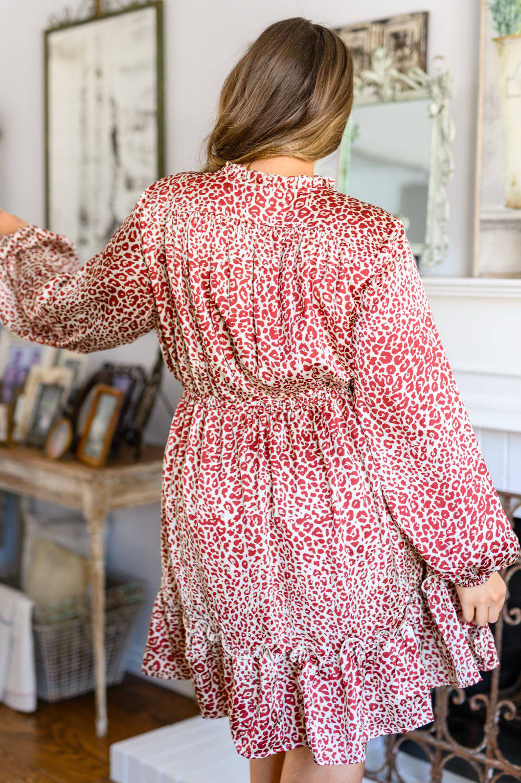 Rayven Animal Print Dress in Burgundy - 1985 the VAULT Boutique