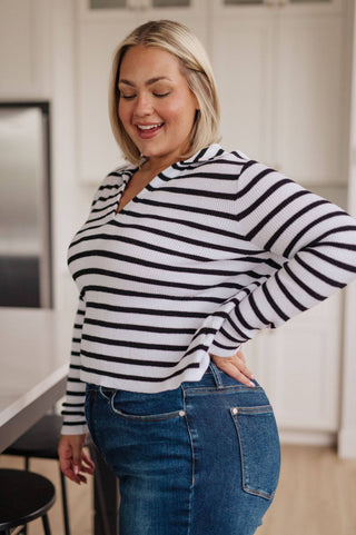 Self Improvement V-Neck Striped Sweater - 1985 the VAULT Boutique