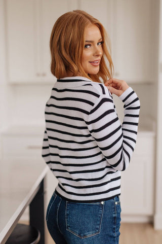 Self Improvement V-Neck Striped Sweater - 1985 the VAULT Boutique