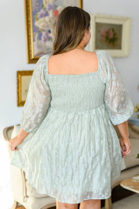 Spotting Fairies Puff Sleeve Dress in Sage - 1985 the VAULT Boutique