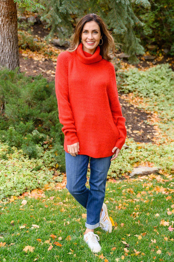 Steady Pace Roll Neck Sweater In Red - 1985 the VAULT Boutique