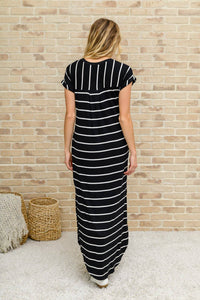 Striped Maxi Dress In Black - 1985 the VAULT Boutique