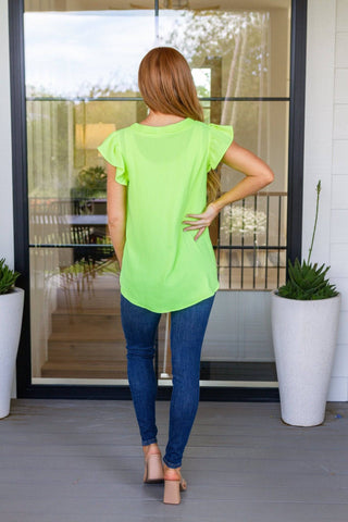 Under Neon Lights Ruffle Sleeve Top - 1985 the VAULT Boutique