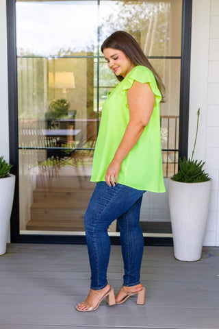 Under Neon Lights Ruffle Sleeve Top - 1985 the VAULT Boutique