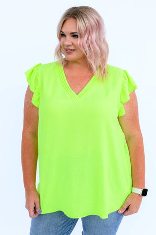 Under Neon Lights Ruffle Sleeve Top - 1985 the VAULT Boutique