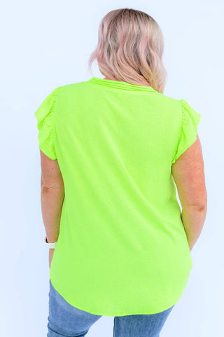 Under Neon Lights Ruffle Sleeve Top - 1985 the VAULT Boutique