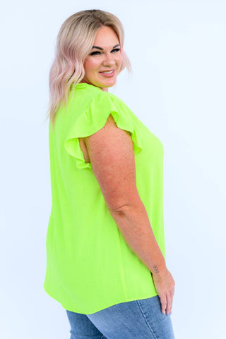 Under Neon Lights Ruffle Sleeve Top - 1985 the VAULT Boutique