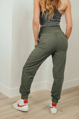 Where Are You High Rise Joggers in Olive - 1985 the VAULT Boutique