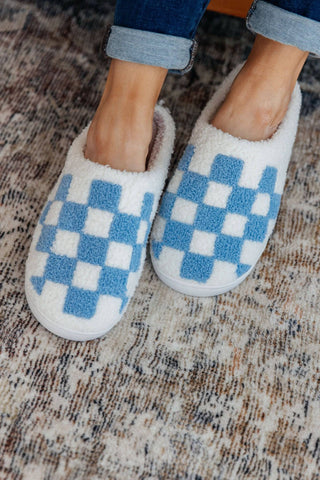 Checked Out Slippers in Blue - 1985 the VAULT Boutique