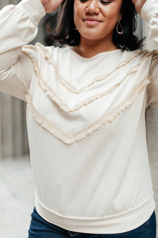 Into The Fringe Top in Beige - 1985 the VAULT Boutique