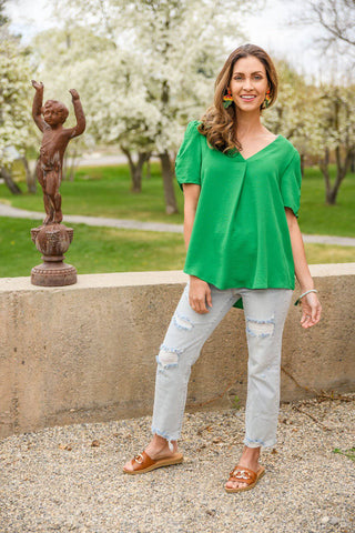 Let's Meet Up Green Blouse - 1985 the VAULT Boutique