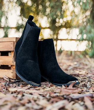 Wylie Suede Ankle Boot in Black - 1985 the VAULT Boutique