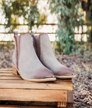 Wylie Suede Ankle Boot in Taupe - 1985 the VAULT Boutique