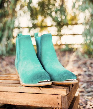 Wylie Suede Ankle Boot in Teal - 1985 the VAULT Boutique