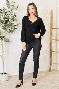 Zenana Buttoned Long Sleeve Blouse - Happily Ever Atchison Shop Co.