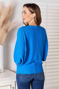 Zenana Full Size Round Neck Batwing Sleeve Blouse - Happily Ever Atchison Shop Co.