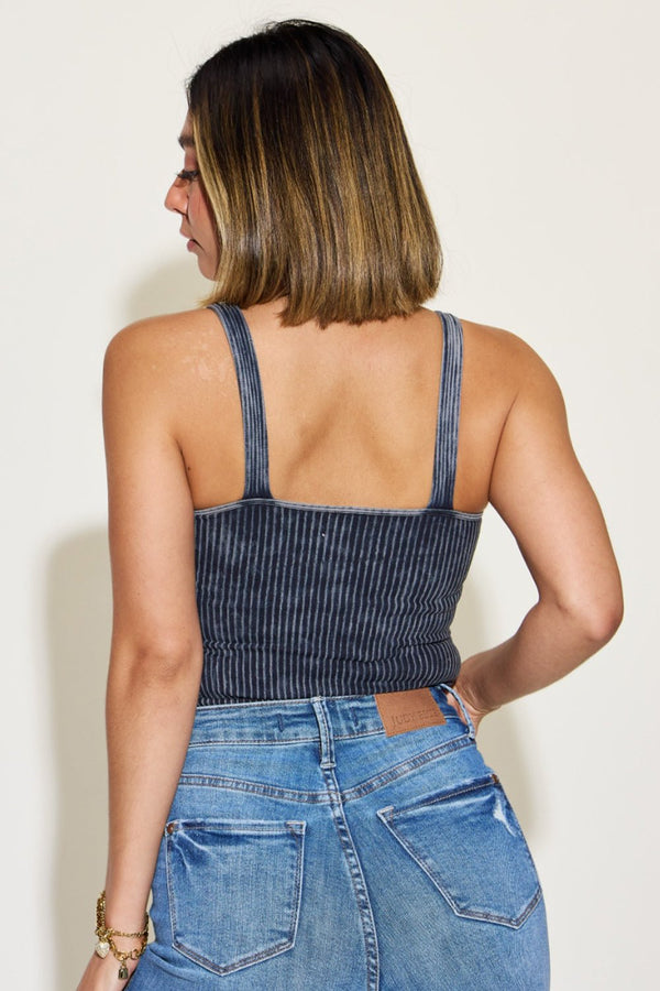 Zenana Ribbed Washed Square Neck Tank - Happily Ever Atchison Shop Co.