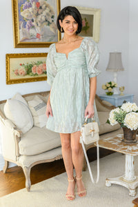 Spotting Fairies Puff Sleeve Dress in Sage - 1985 THE VAULT